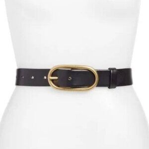 Treasure and Bond Black XL Oval Buckle Leather Belt